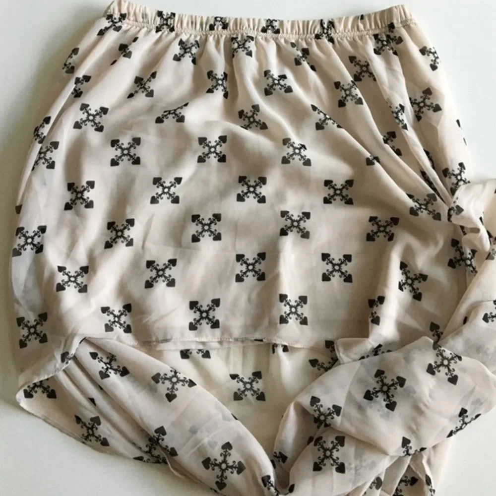 SALE!!! cream/black hi-low skirt elastic waist 6 - Picture 2 of 7